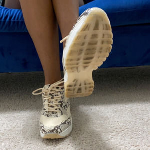 Cream and Snake Print Chunky Sneaker Sz12